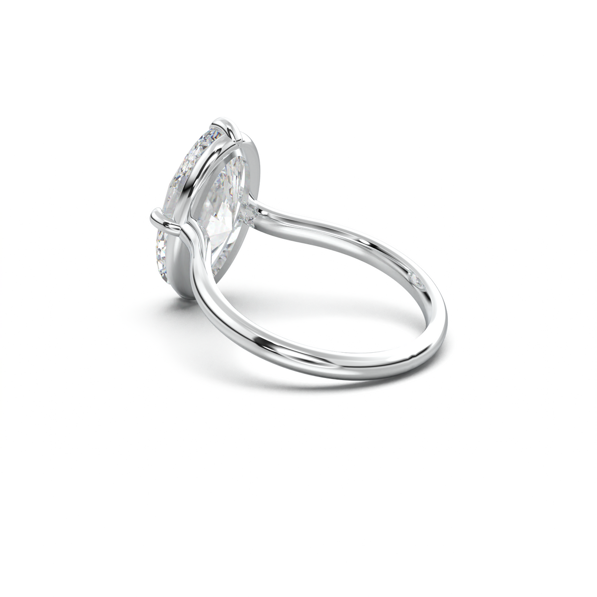 Elongated Moval Solitaire Engagement Ring