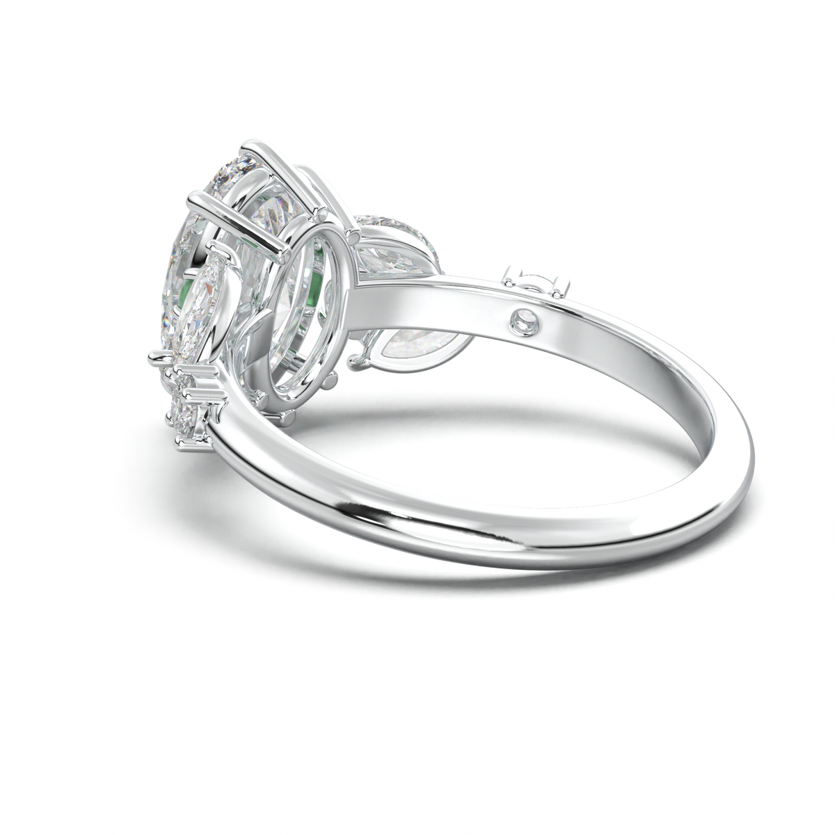 Oval Marquise-Accent Engagement Ring
