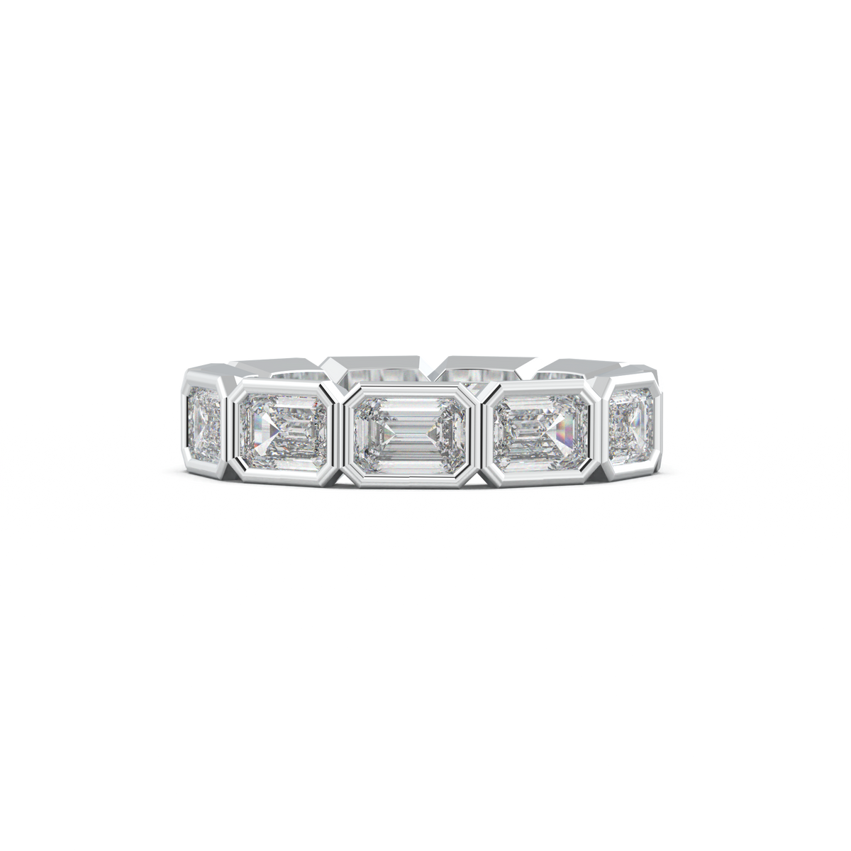 Emerald-Cut Bezel-Style Eternity Wedding Band