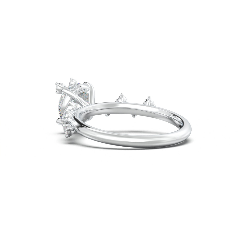 Round Botanical Accent Engagement Ring