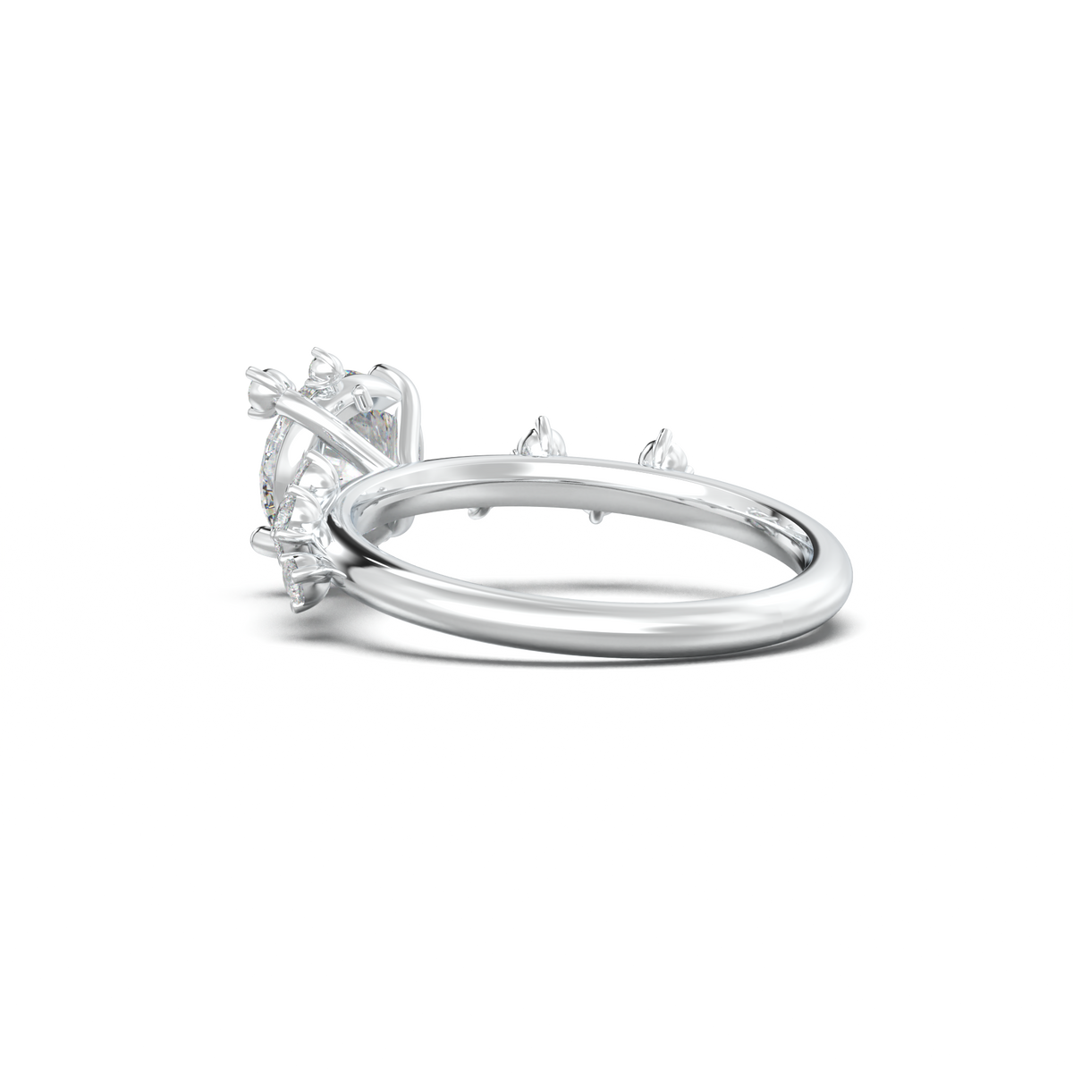 Round Botanical Accent Engagement Ring