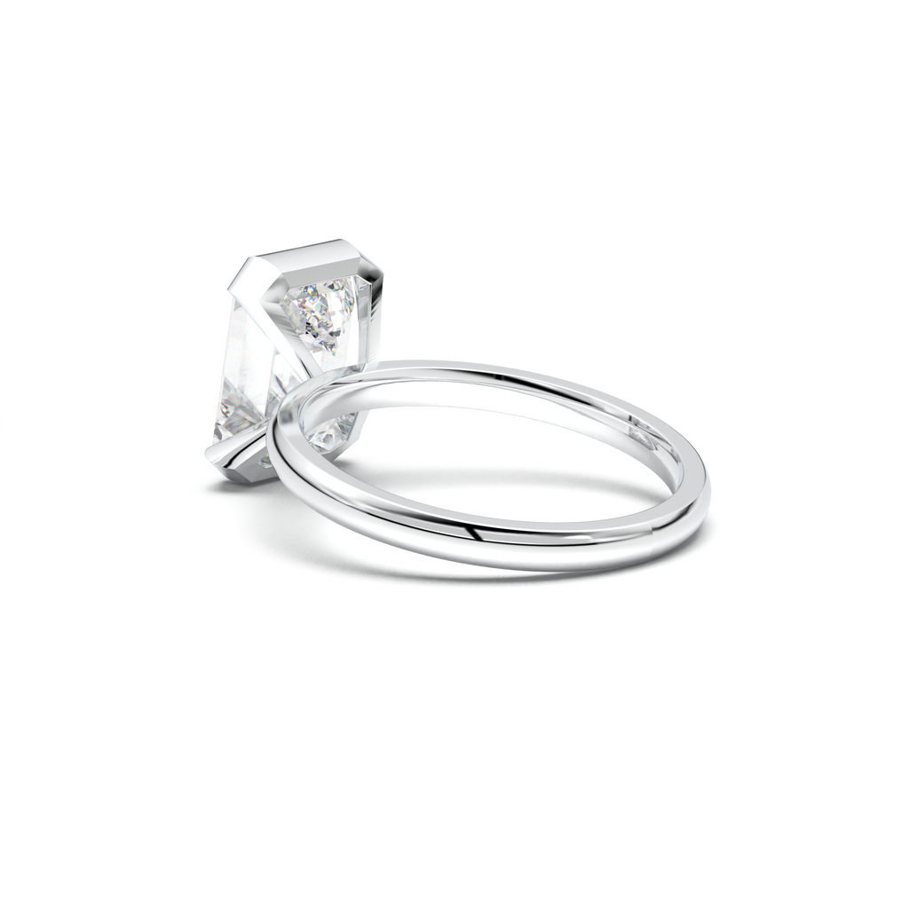 Emerald Cut Half-Bezel Engagement Ring