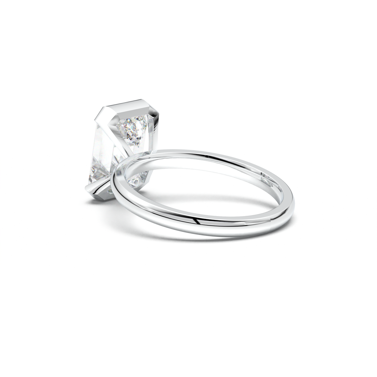Emerald Cut Half-Bezel Engagement Ring