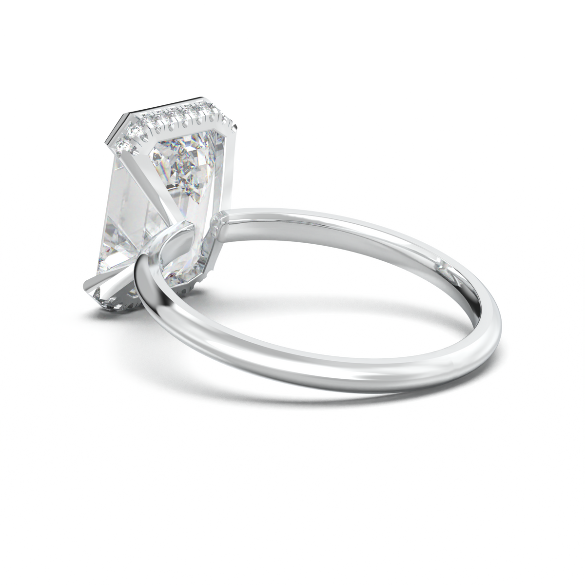 Emerald Hidden Halo Engagement Ring