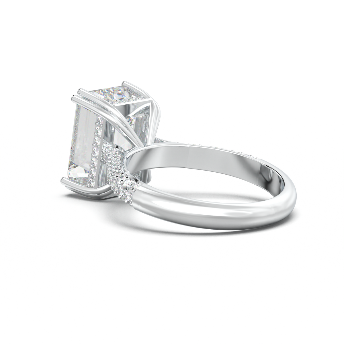 Emerald Double Pavé Engagement Ring
