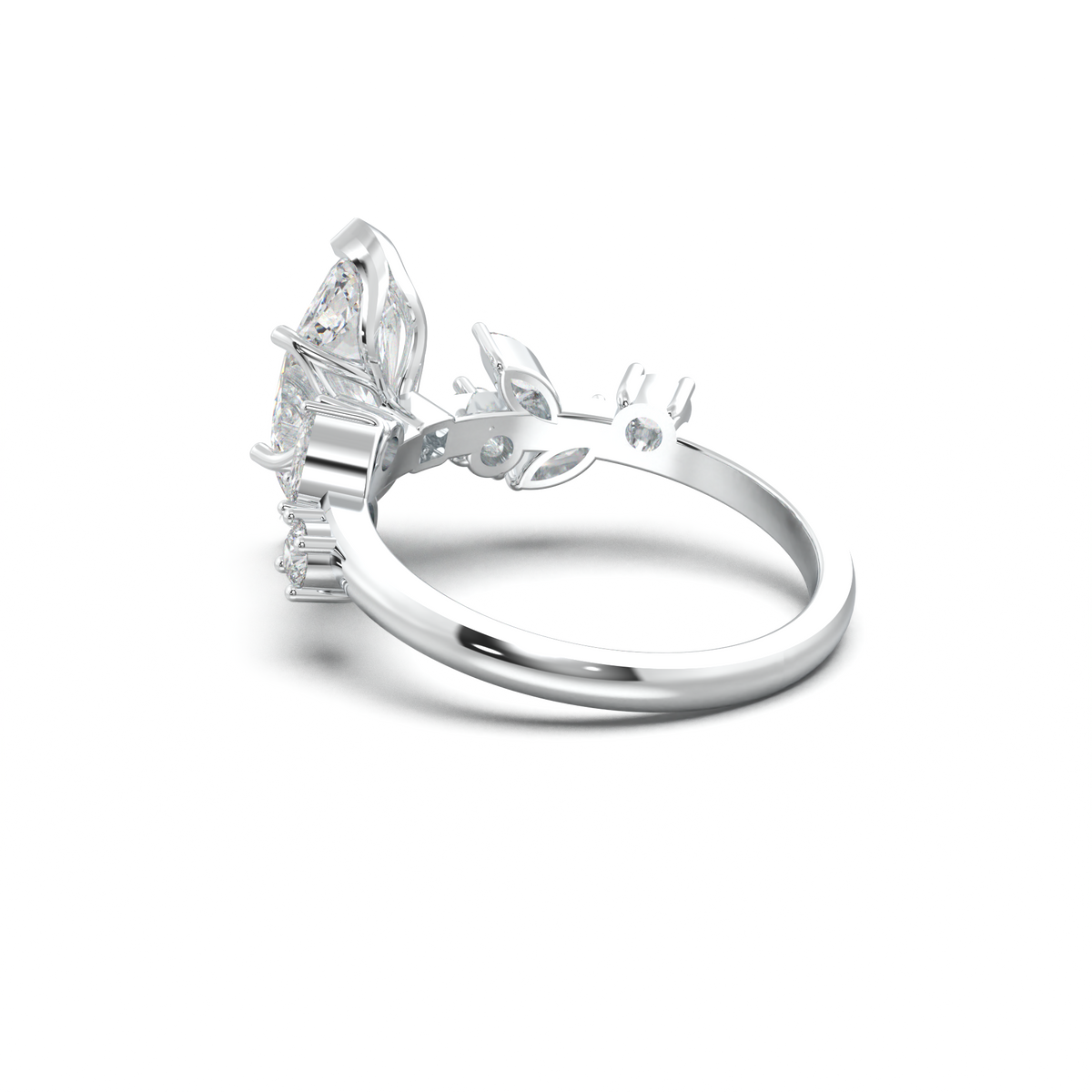Marquise Mixed Side-Stone Engagement Ring