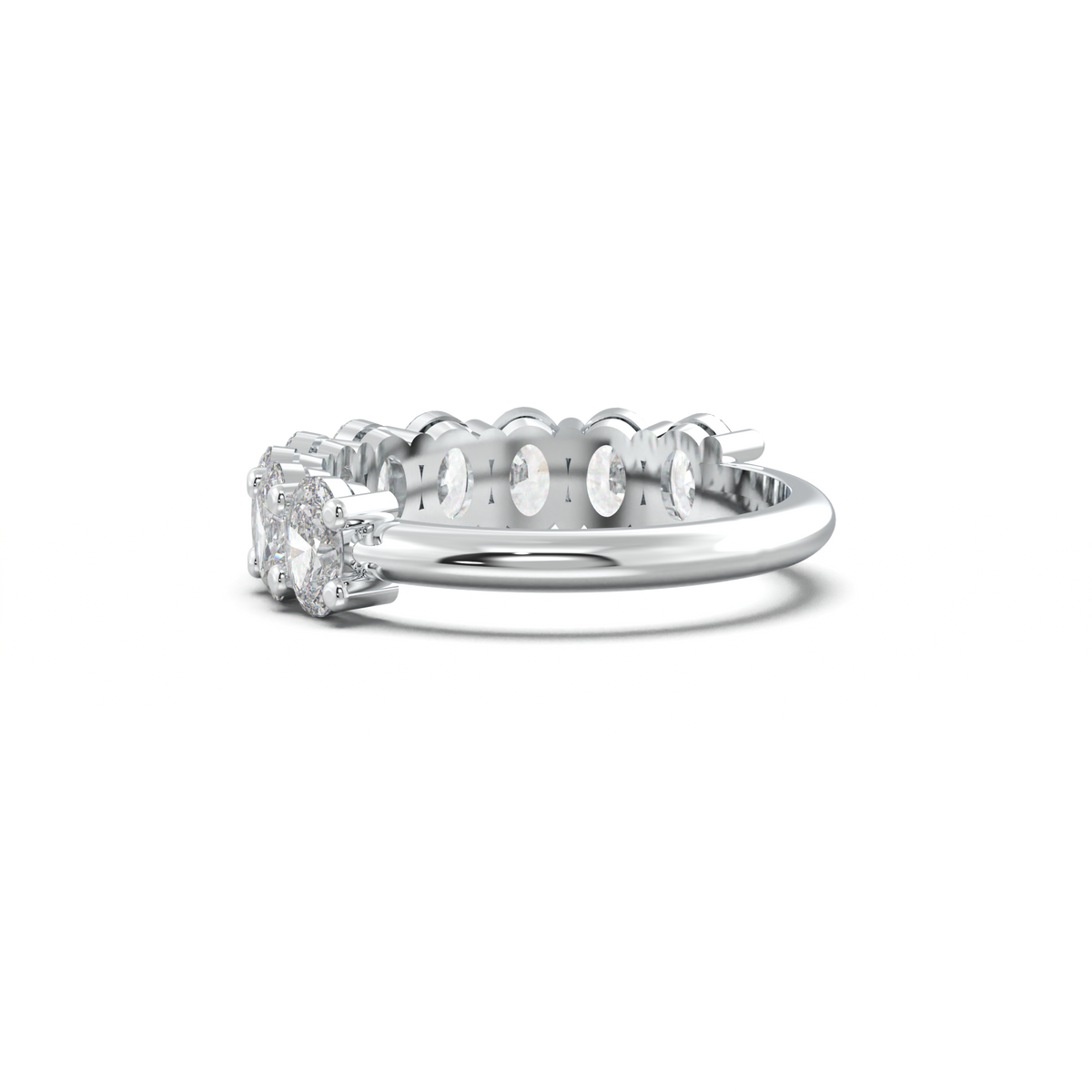Nine-Oval Half-Eternity Wedding Band
