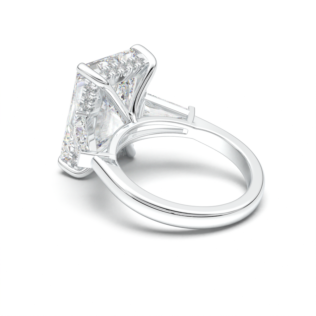 Radiant Baguette Hidden Halo Engagement Ring