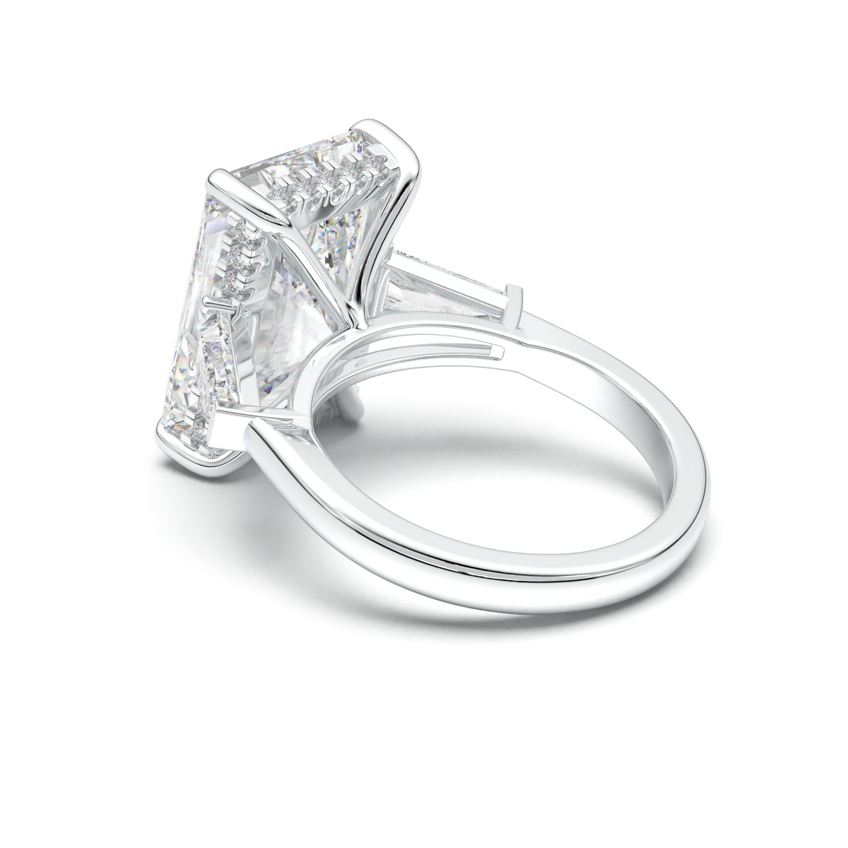 Radiant Baguette Hidden Halo Engagement Ring