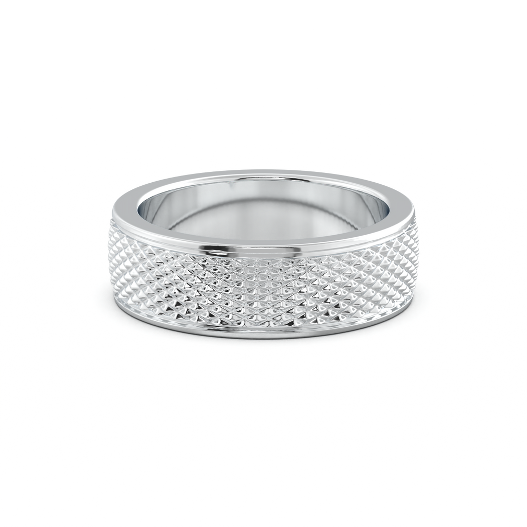 Diamond-Cut Textured Men's Wedding Band