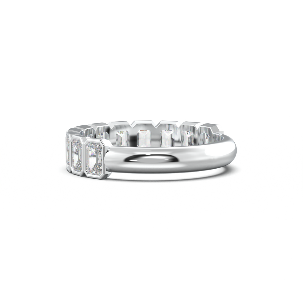Emerald Bezel Half-Eternity Wedding Band