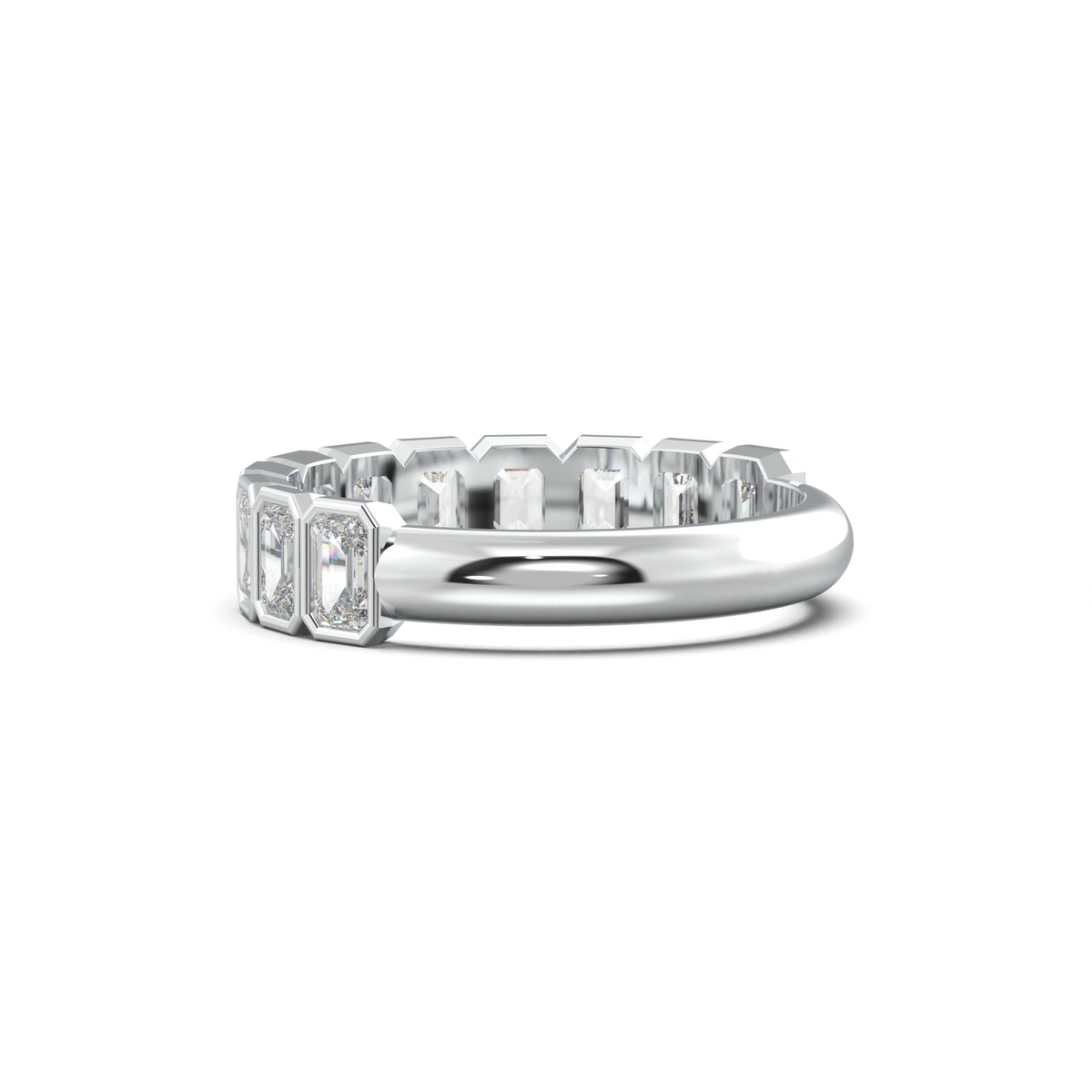 Emerald Bezel Half-Eternity Wedding Band