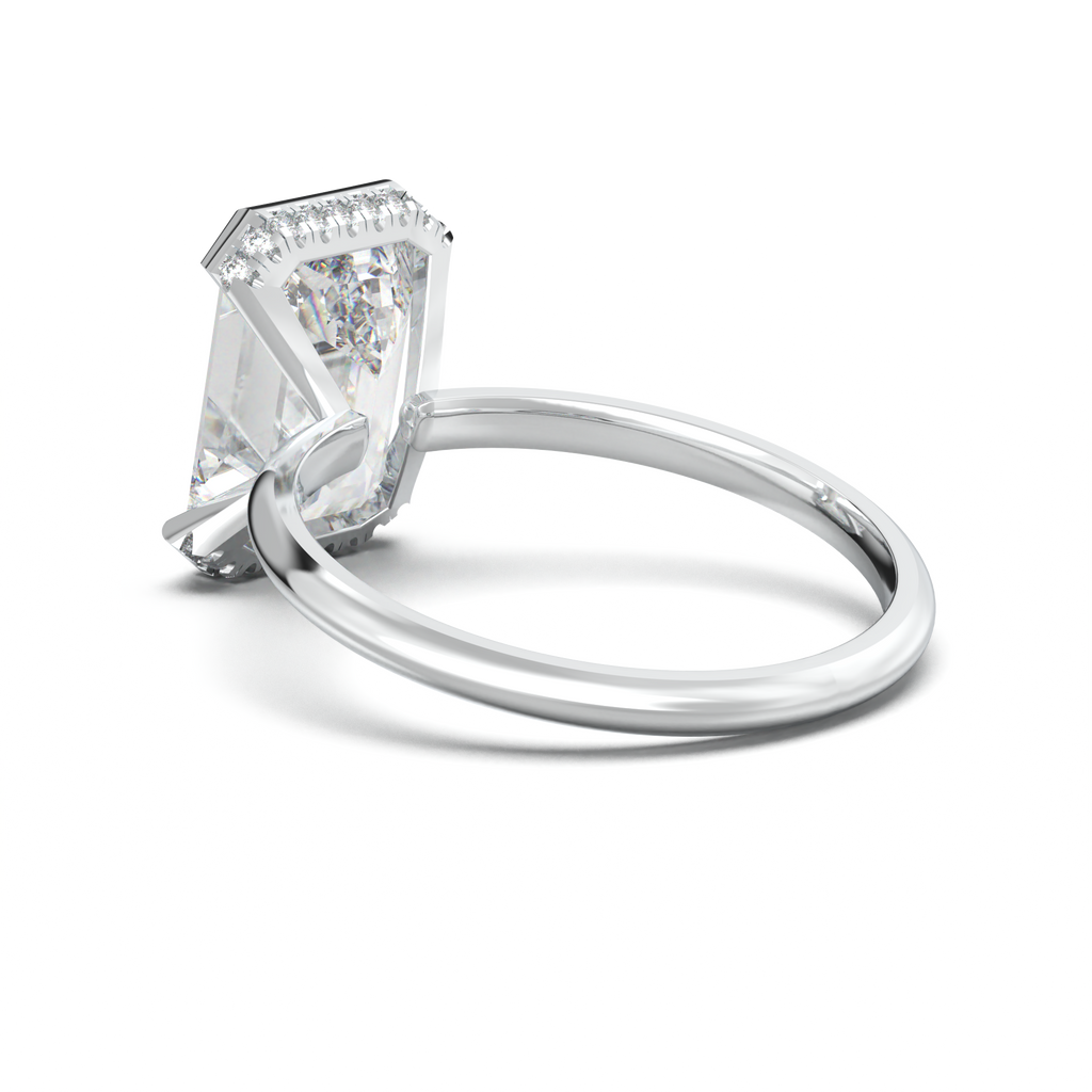 Emerald Hidden Halo Engagement Ring