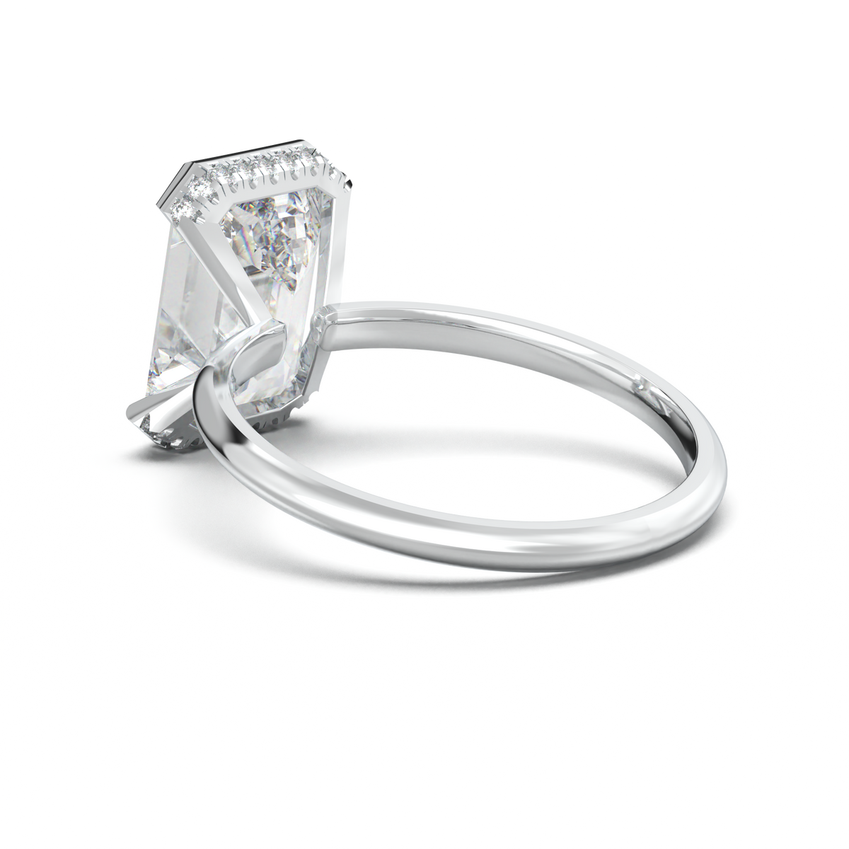 Emerald Hidden Halo Engagement Ring