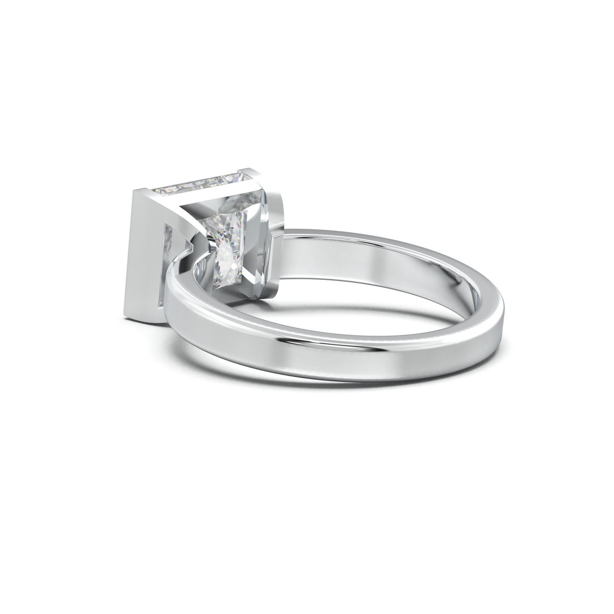 Princess Half-Bezel Engagement Ring