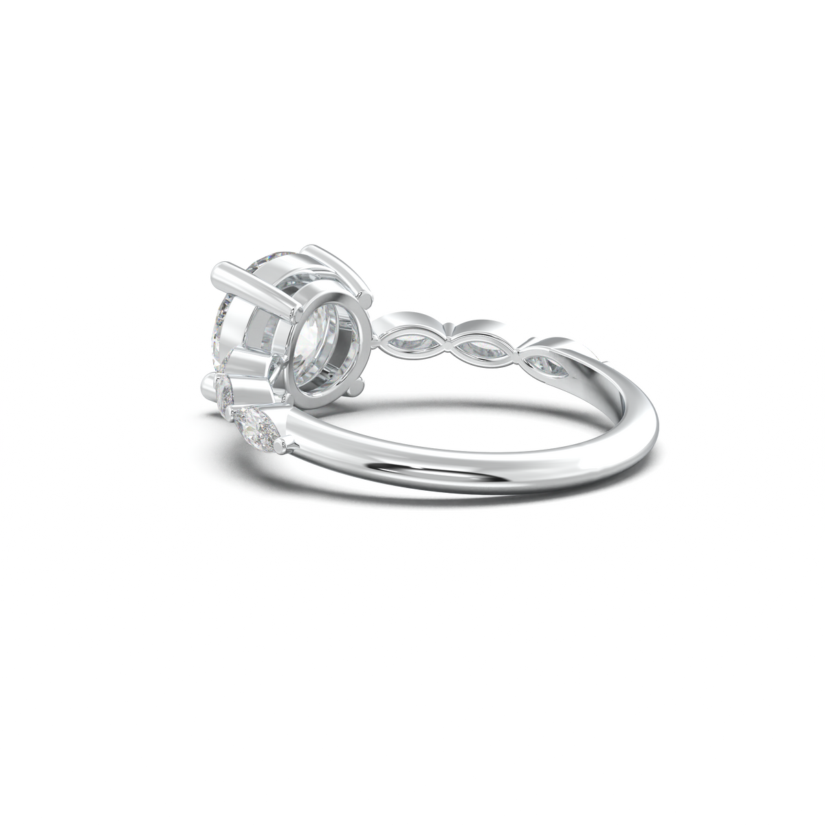 Round Marquise Side-Stone Engagement Ring