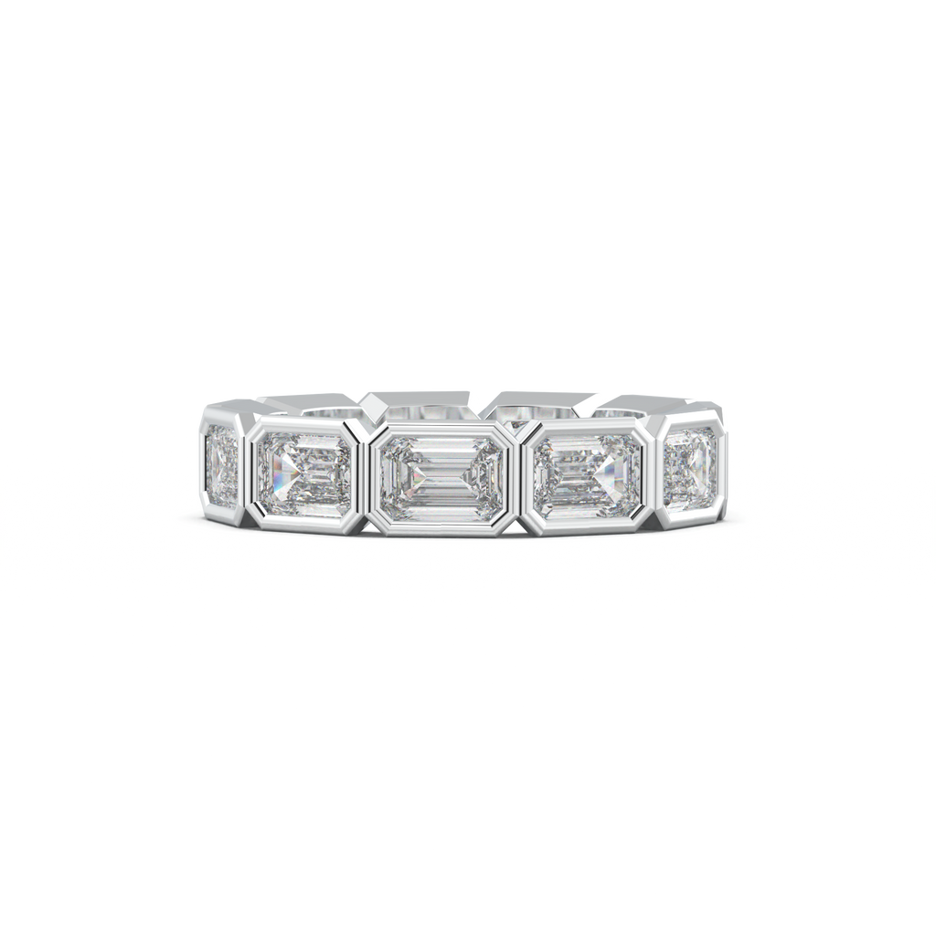 Emerald-Cut Bezel-Style Eternity Wedding Band