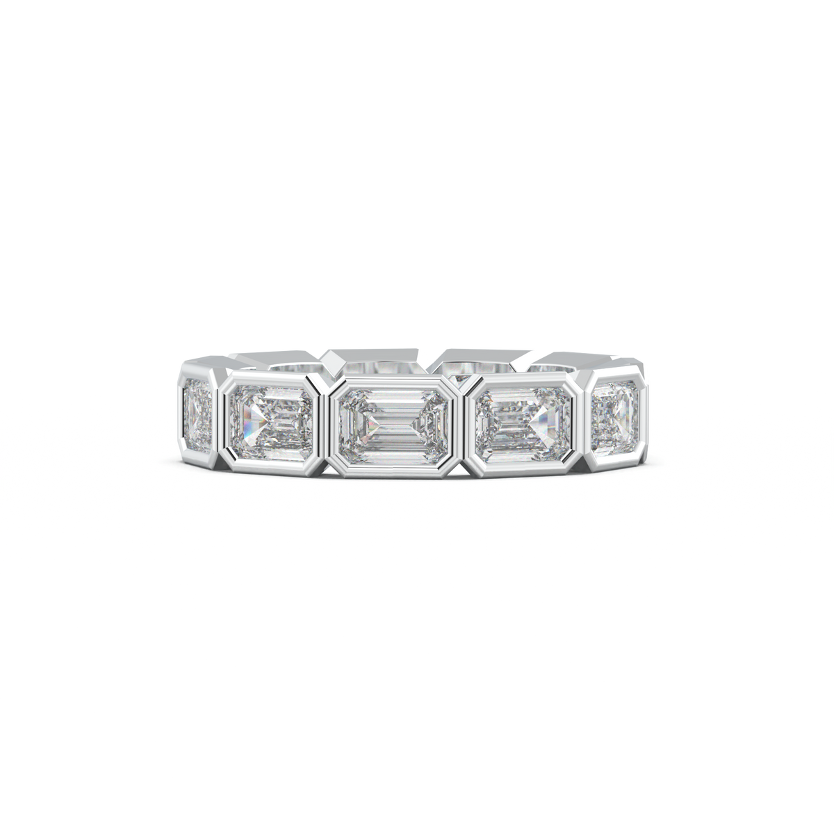 Emerald-Cut Bezel-Style Eternity Wedding Band