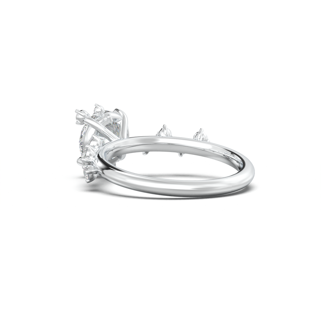 Round Botanical Accent Engagement Ring
