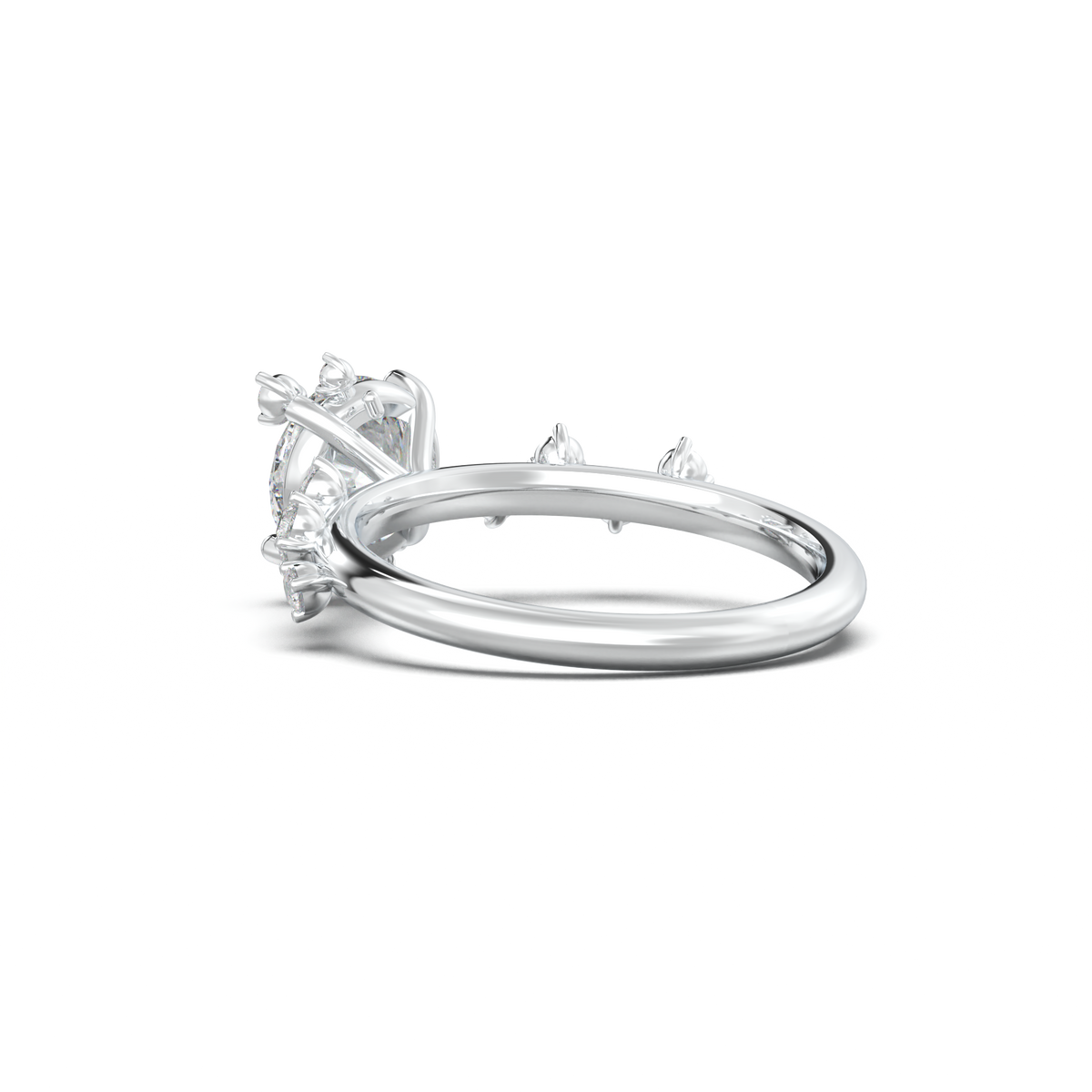 Round Botanical Accent Engagement Ring
