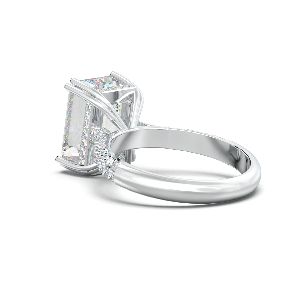 Emerald Double Pavé Engagement Ring