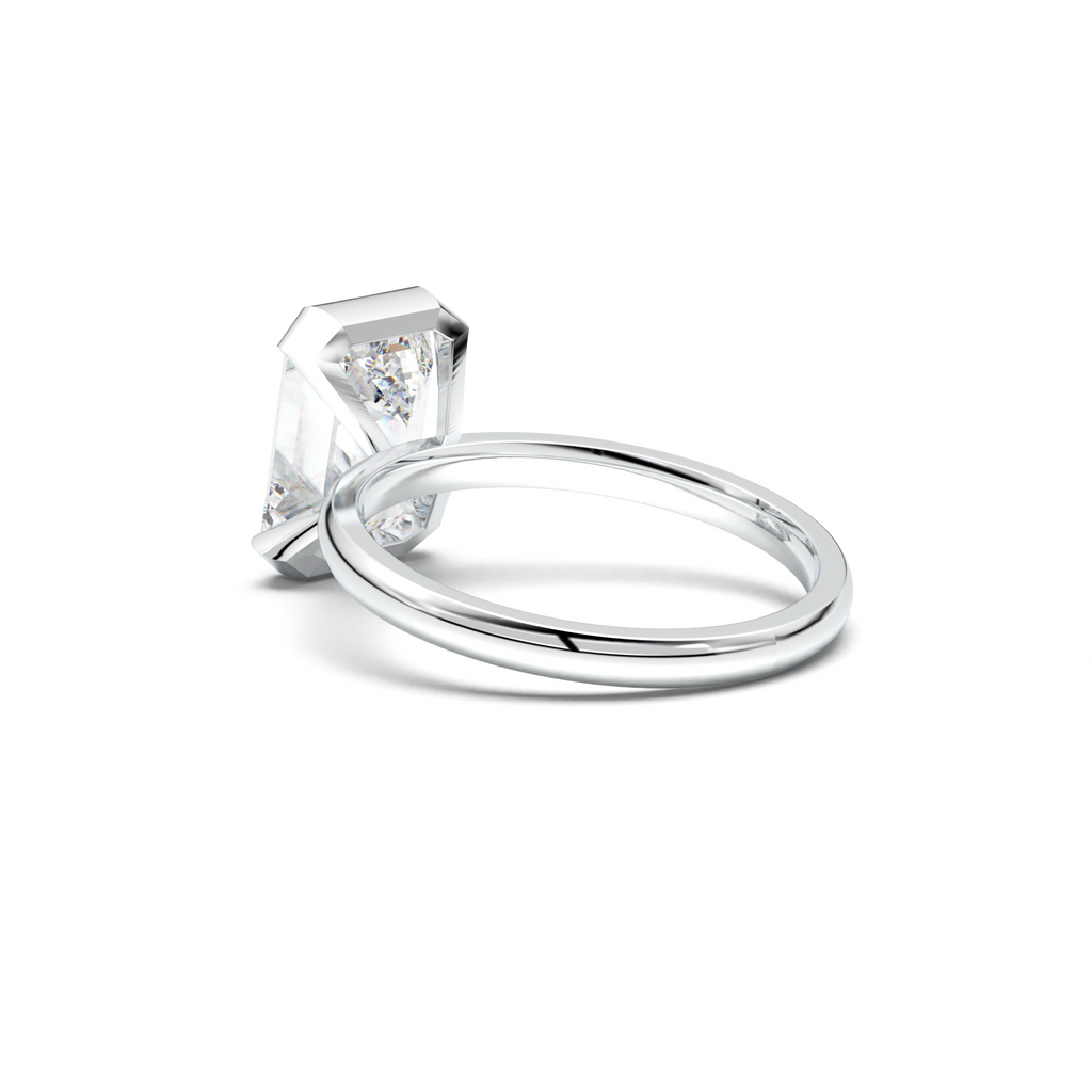 Emerald Cut Half-Bezel Engagement Ring