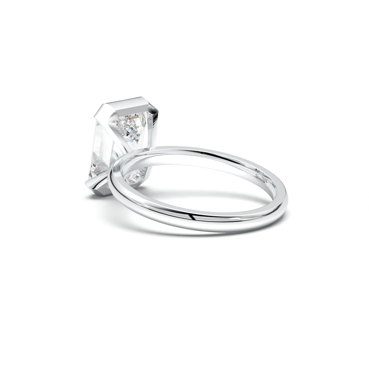 Emerald Cut Half-Bezel Engagement Ring