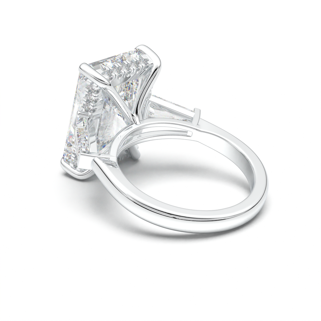 Radiant Baguette Hidden Halo Engagement Ring