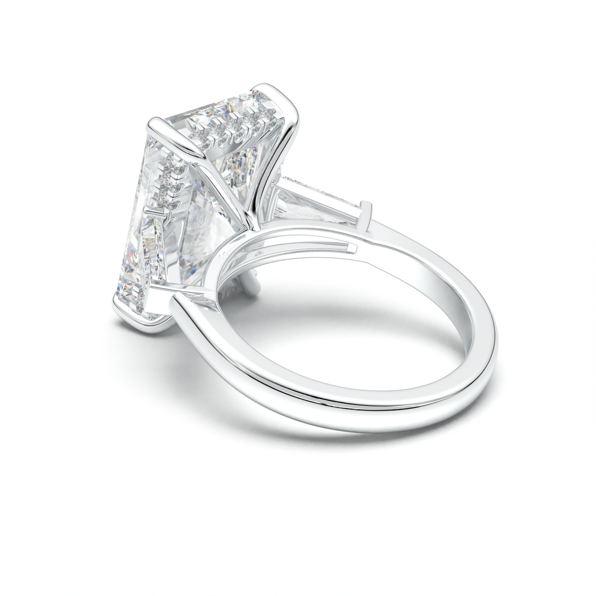 Radiant Baguette Hidden Halo Engagement Ring