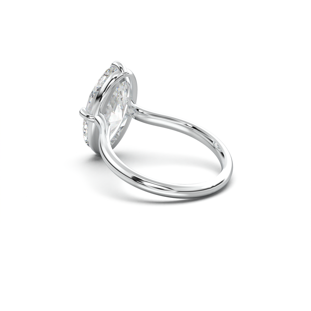 Elongated Moval Solitaire Engagement Ring