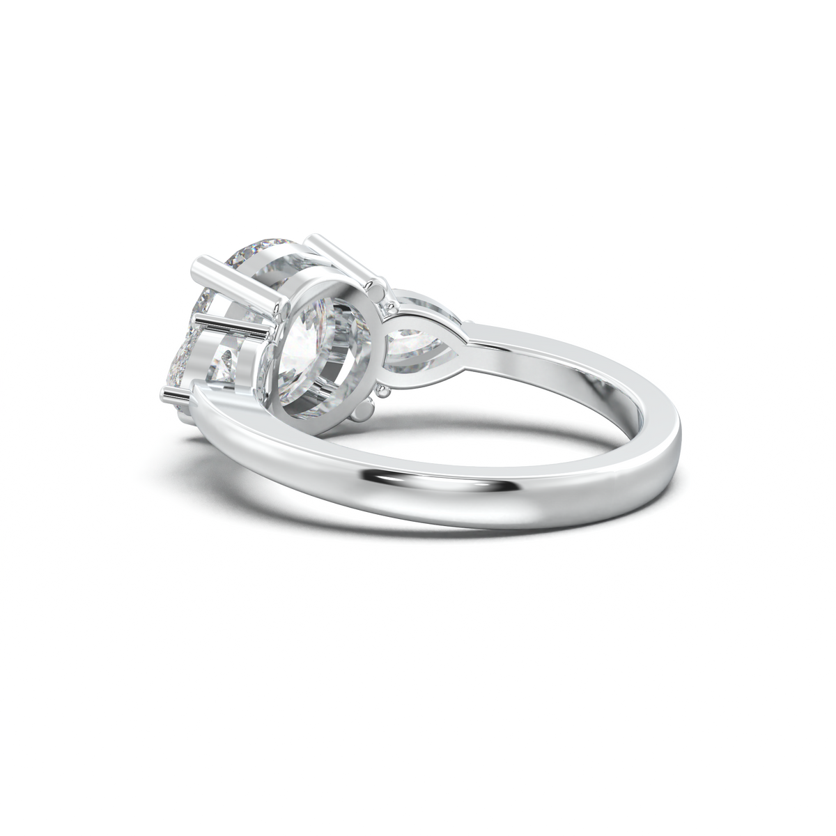 Round Pear Three-Stone Engagement Ring