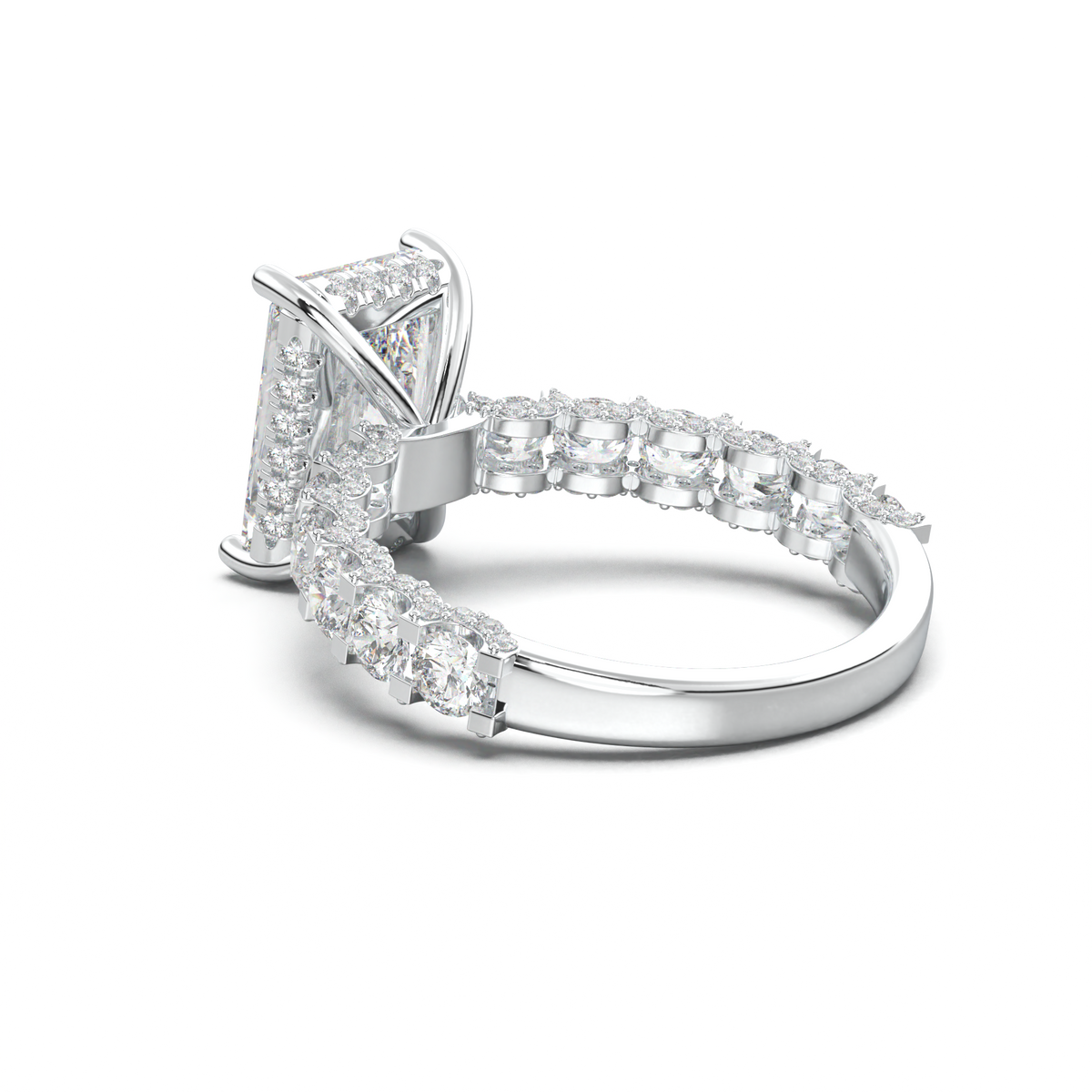 Radiant Diamond Band Engagement Ring