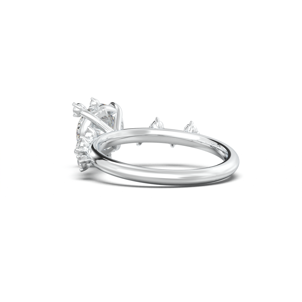 Round Botanical Accent Engagement Ring