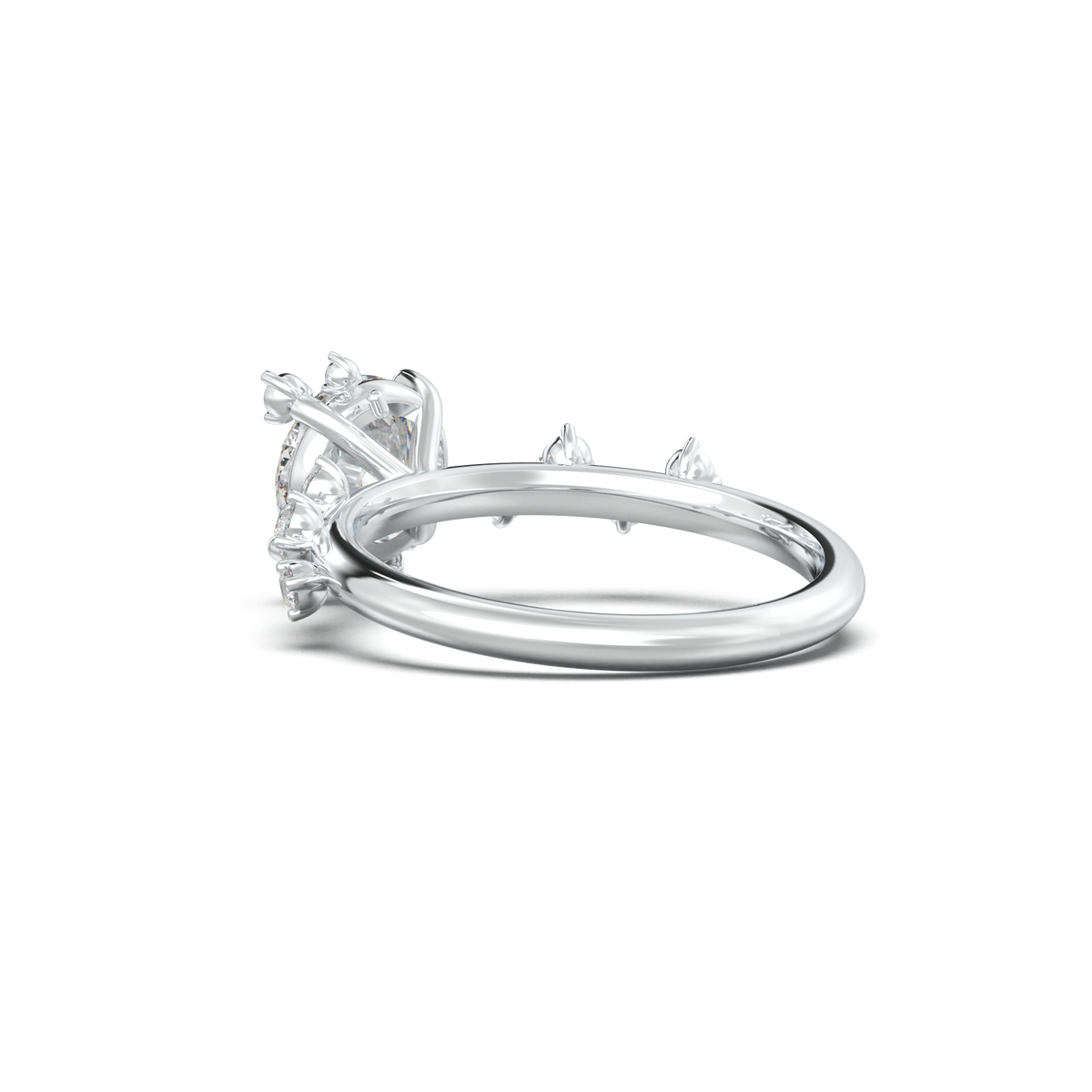 Round Botanical Accent Engagement Ring
