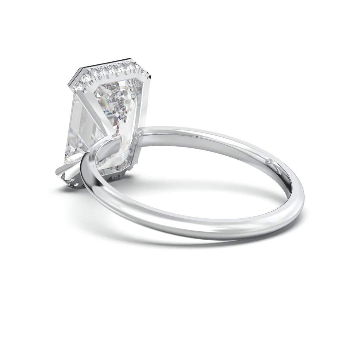 Emerald Hidden Halo Engagement Ring