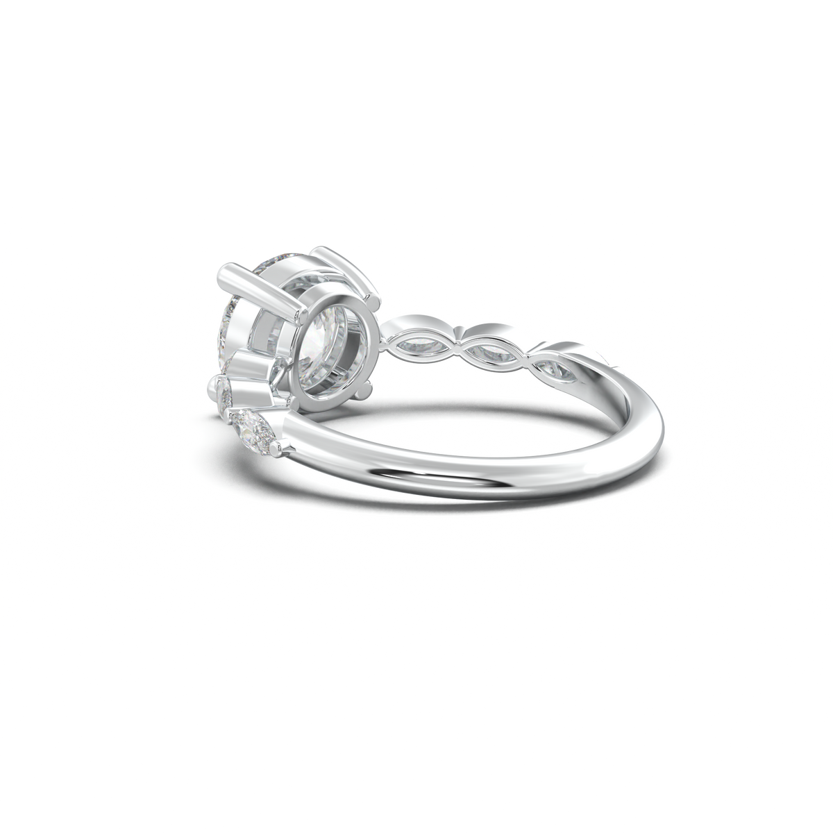 Round Marquise Side-Stone Engagement Ring