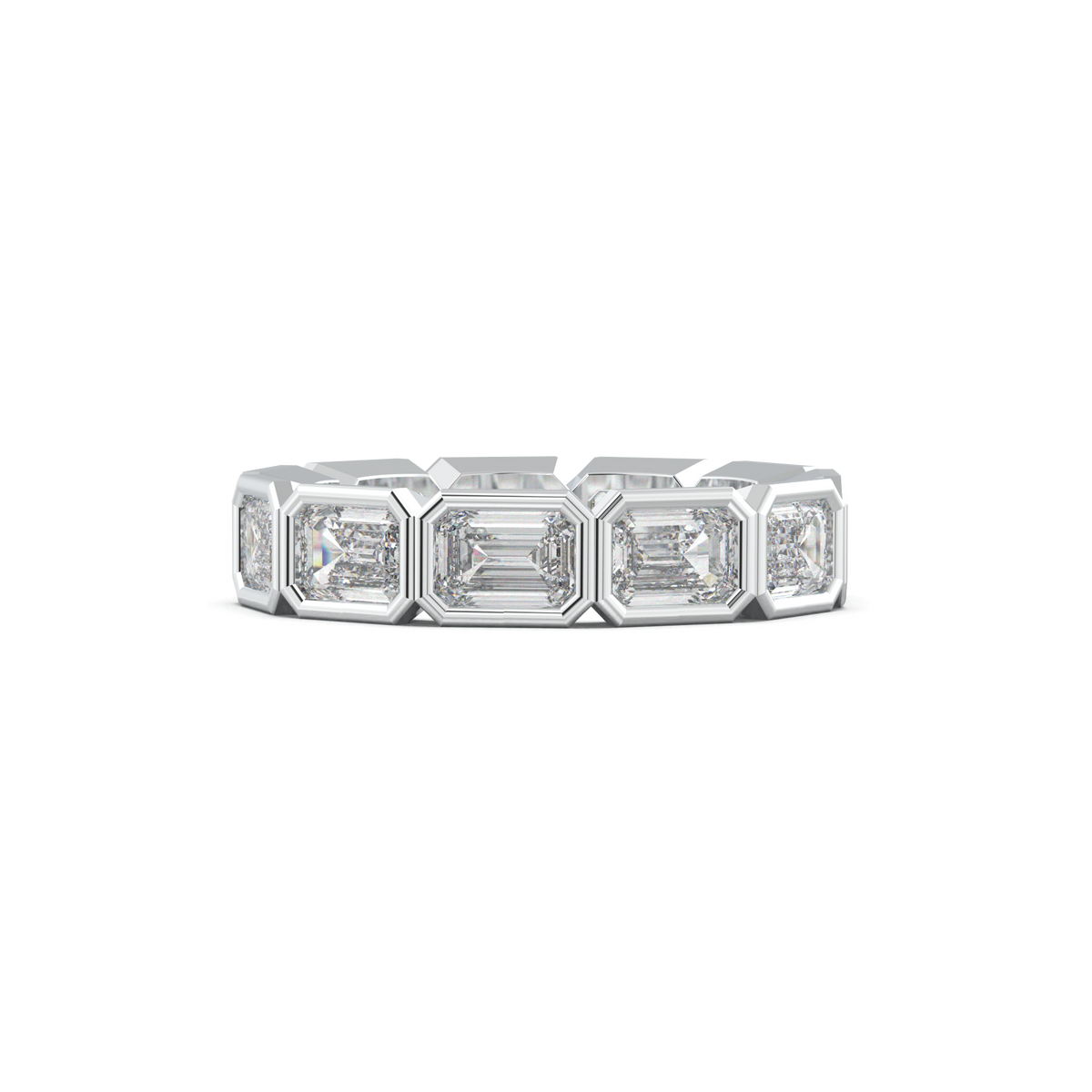 Emerald-Cut Bezel-Style Eternity Wedding Band