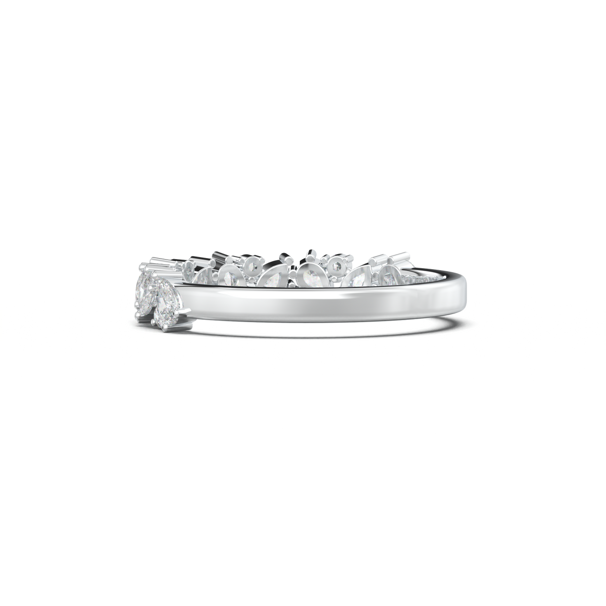 Alternating Pear & Round Half-Eternity Wedding Band