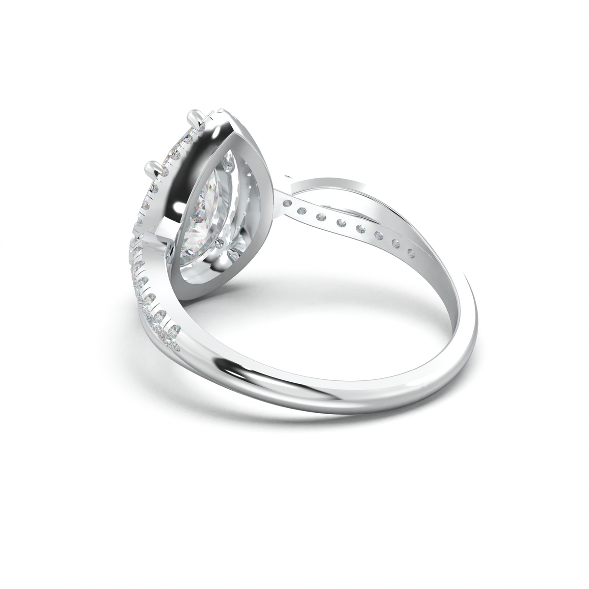 Pear Halo Twisted Pavé Engagement Ring