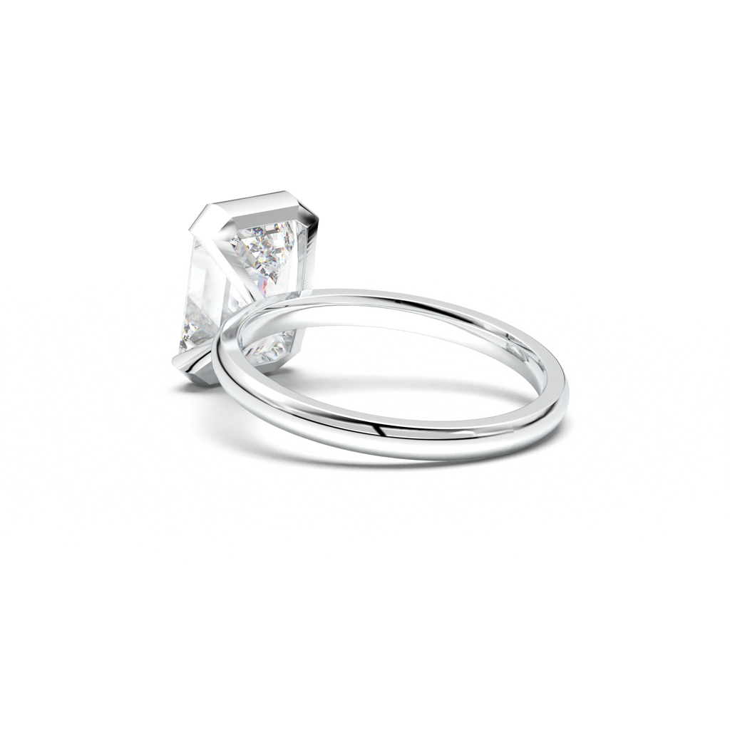 Emerald Cut Half-Bezel Engagement Ring