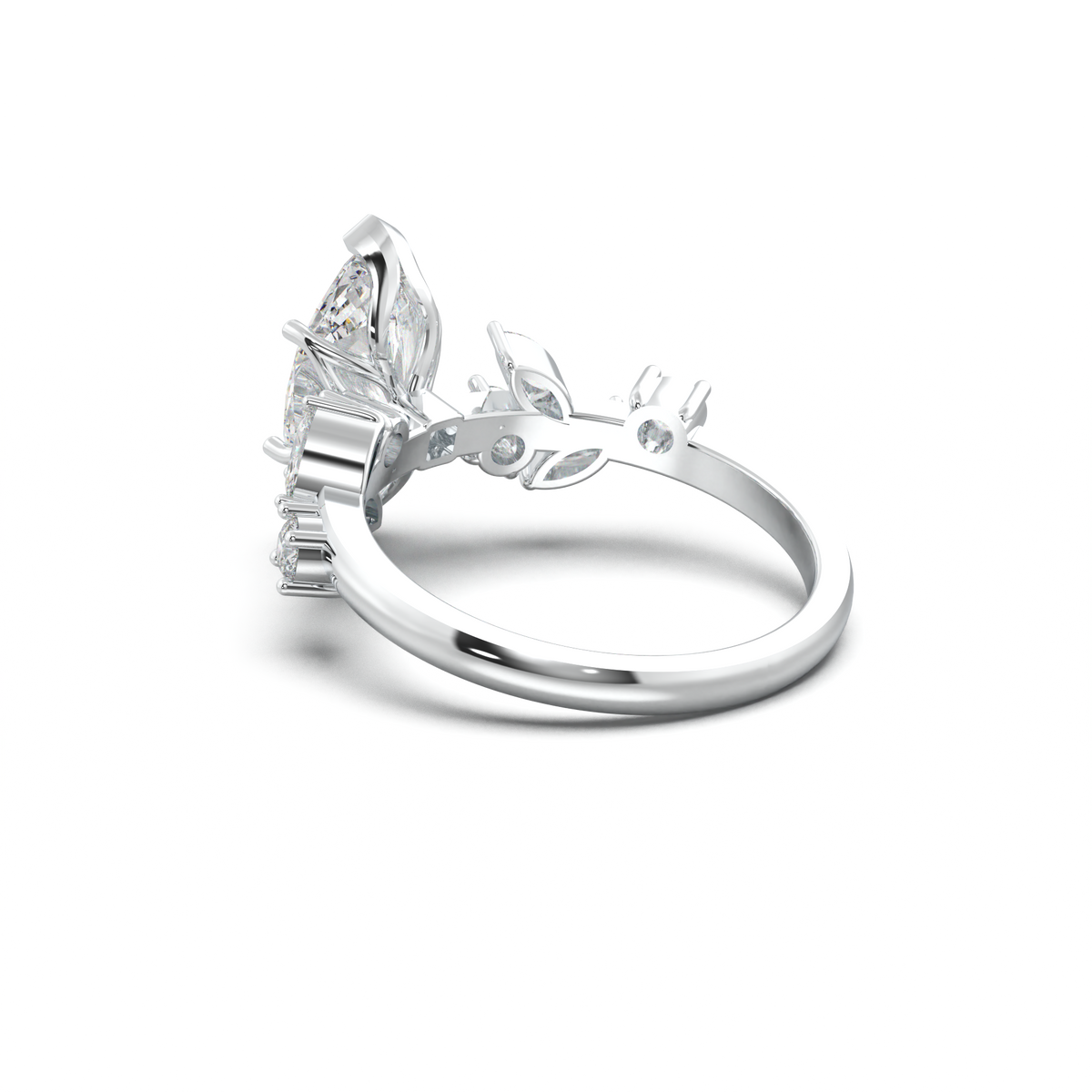 Marquise Mixed Side-Stone Engagement Ring