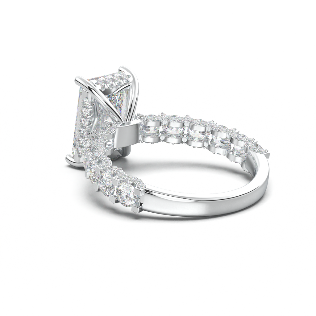 Radiant Diamond Band Engagement Ring