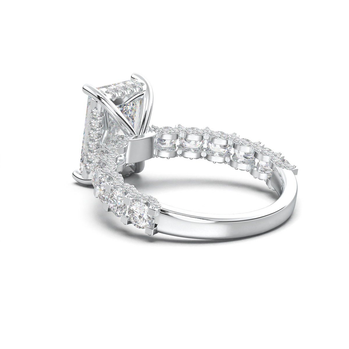 Radiant Diamond Band Engagement Ring