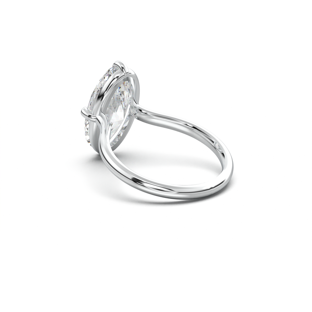 Elongated Moval Solitaire Engagement Ring