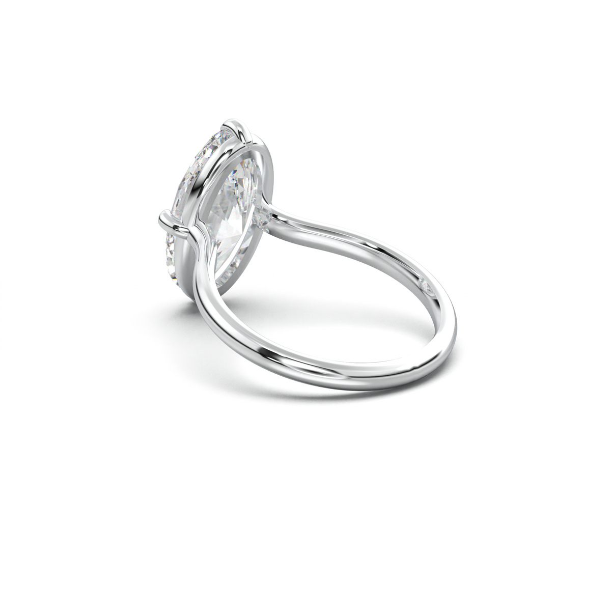Elongated Moval Solitaire Engagement Ring