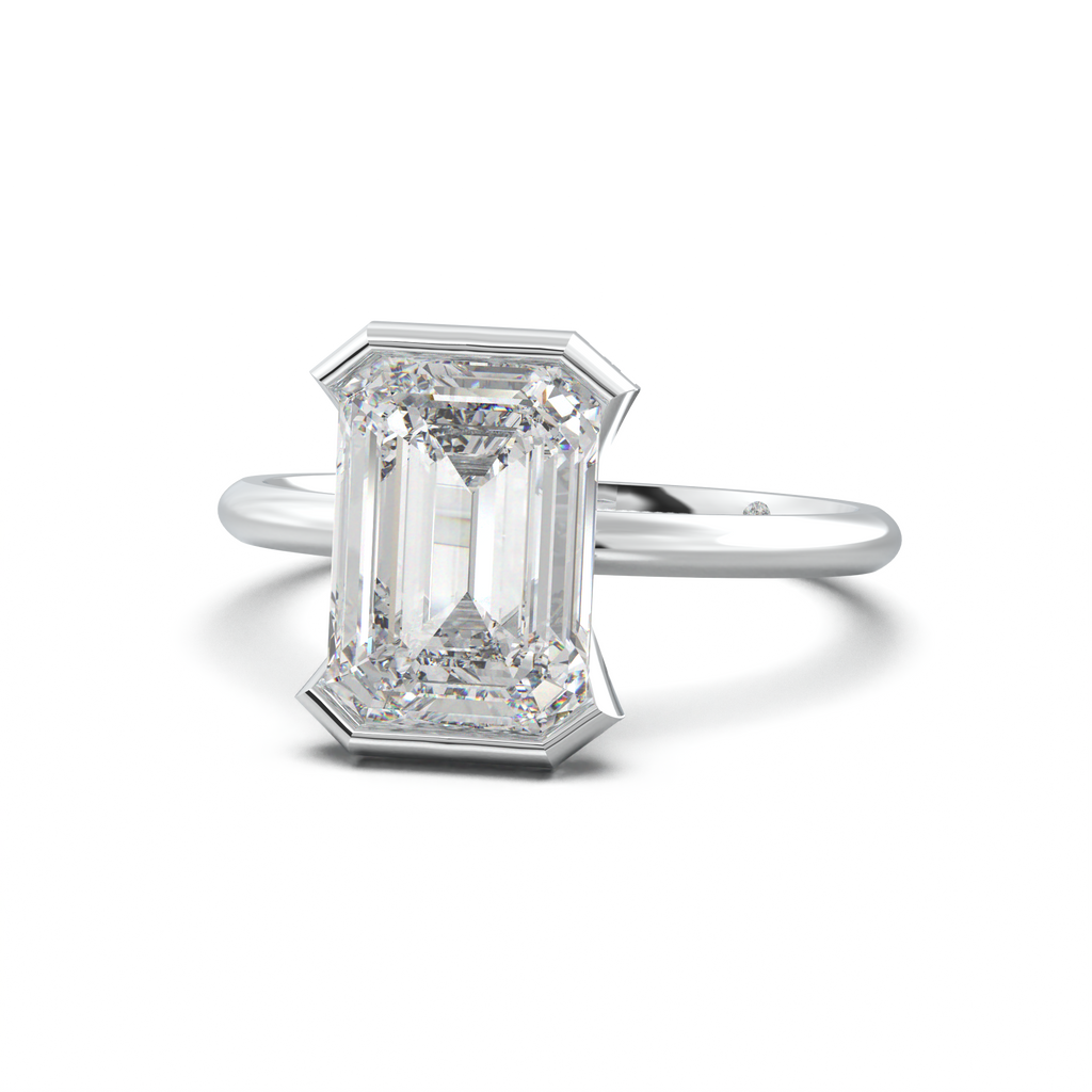 Emerald Hidden Halo Engagement Ring