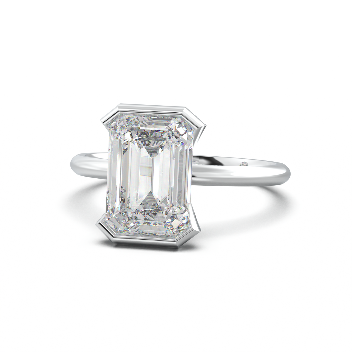 Emerald Hidden Halo Engagement Ring