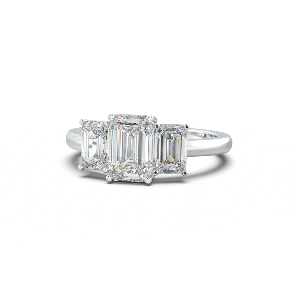 Emerald Three-Stone Engagement Ring