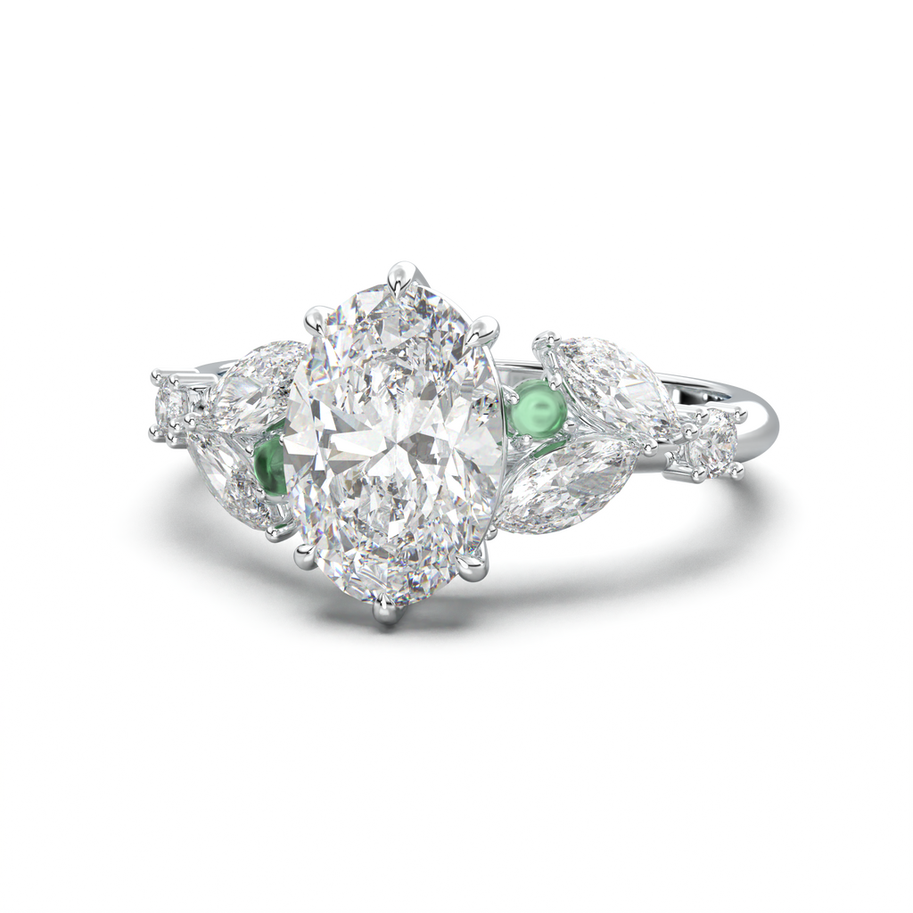 Oval Marquise-Accent Engagement Ring