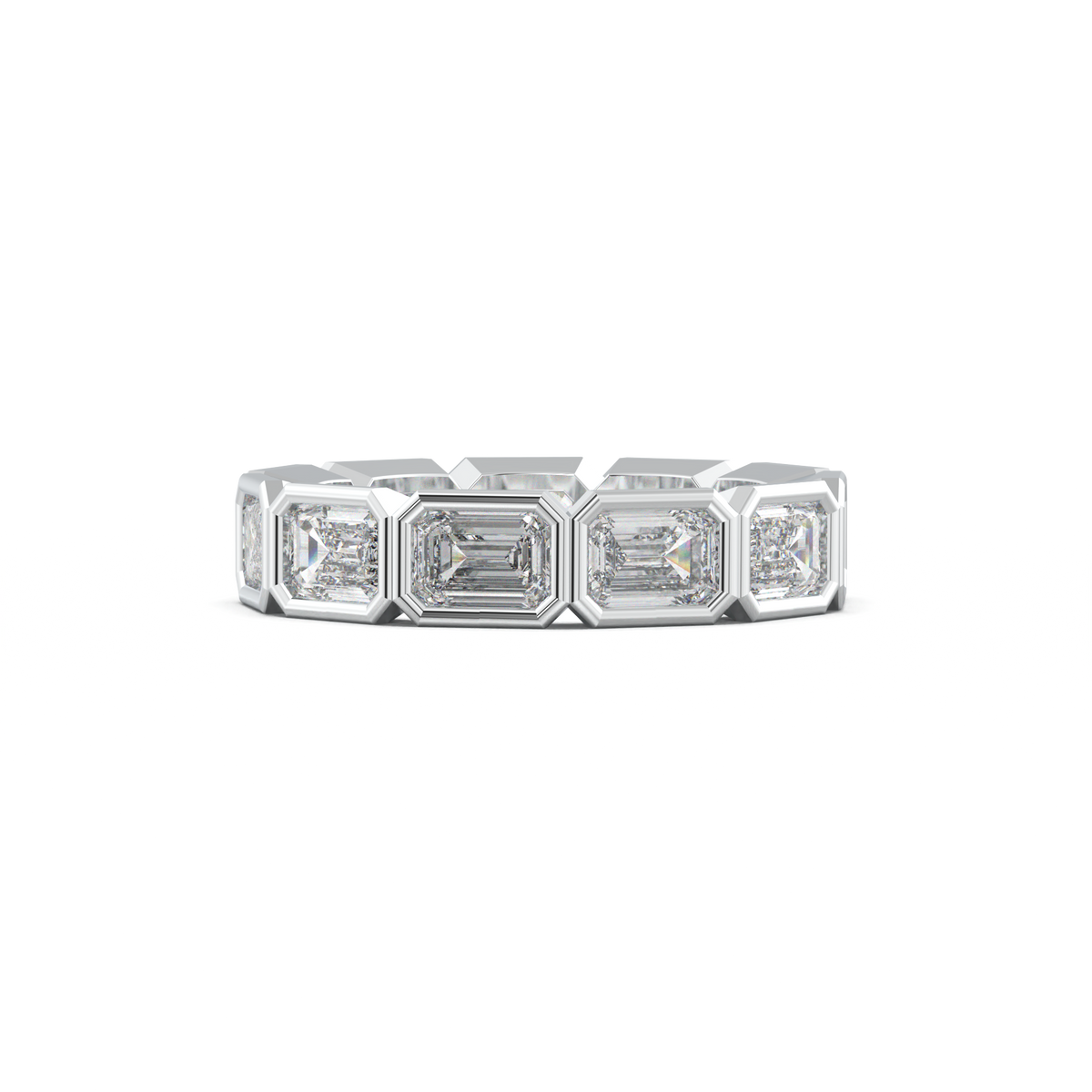 Emerald-Cut Bezel-Style Eternity Wedding Band